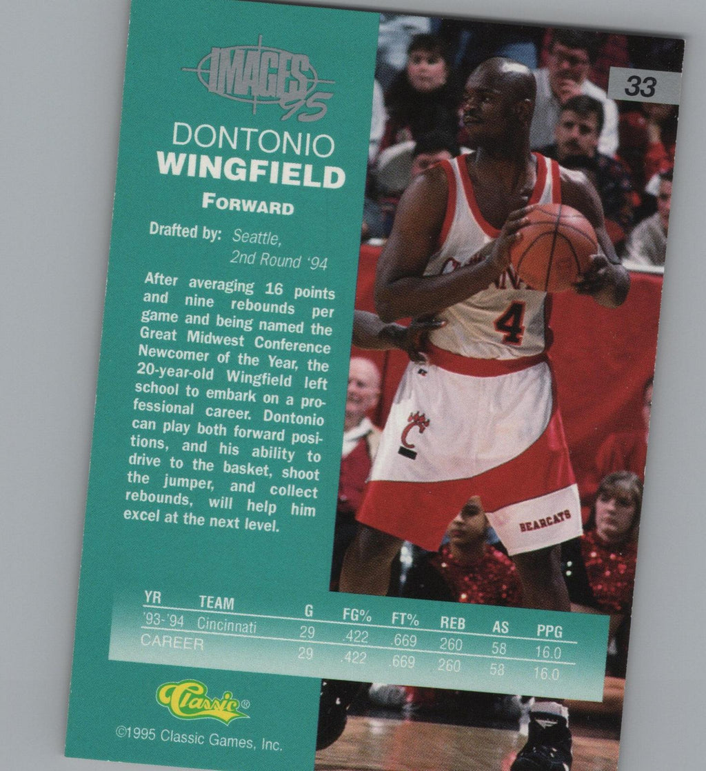 1995 Classic Images Four Sport #33 Dontonio Wingfield