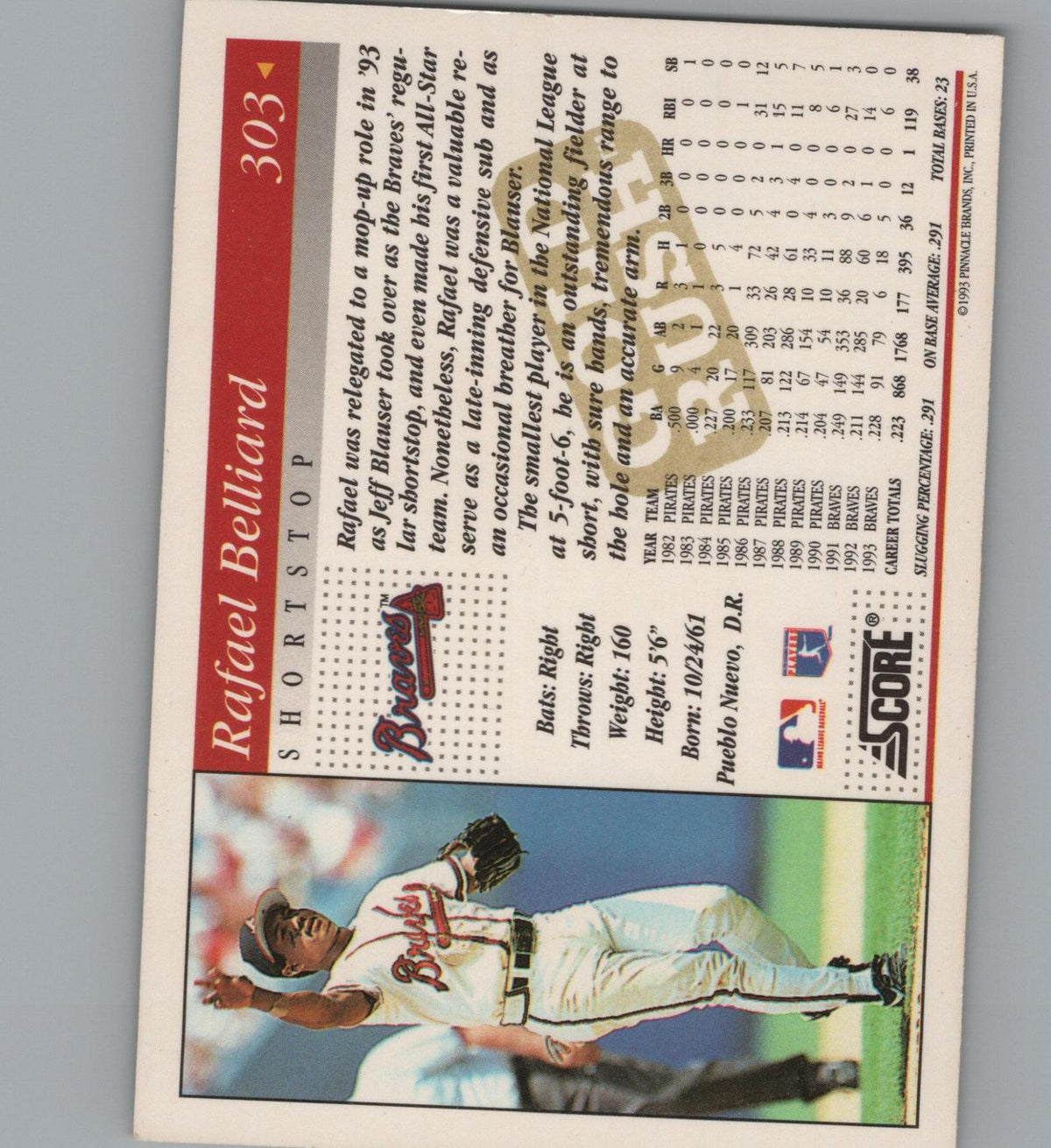 1994 Score #303 Rafael Belliard Gold Rush