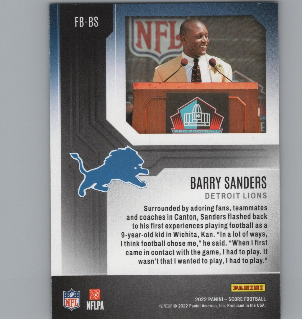 2022 Score #FB-BS Barry Sanders First Ballot