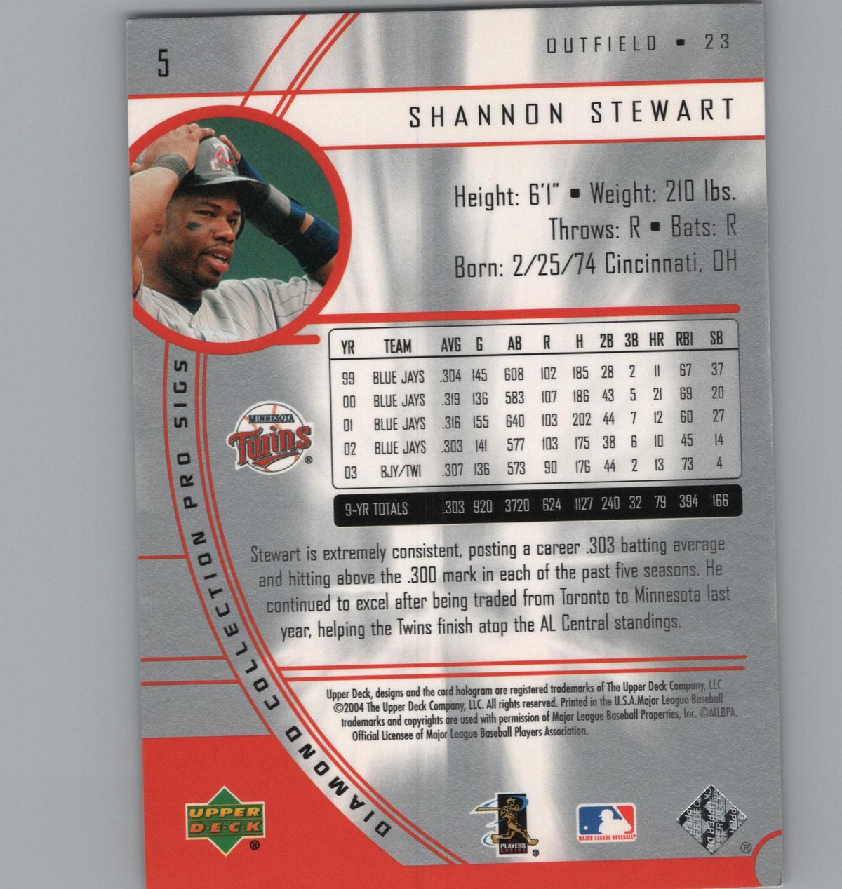 2004 Upper Deck Diamond Collection Pro Sigs #5 Shannon Stewart