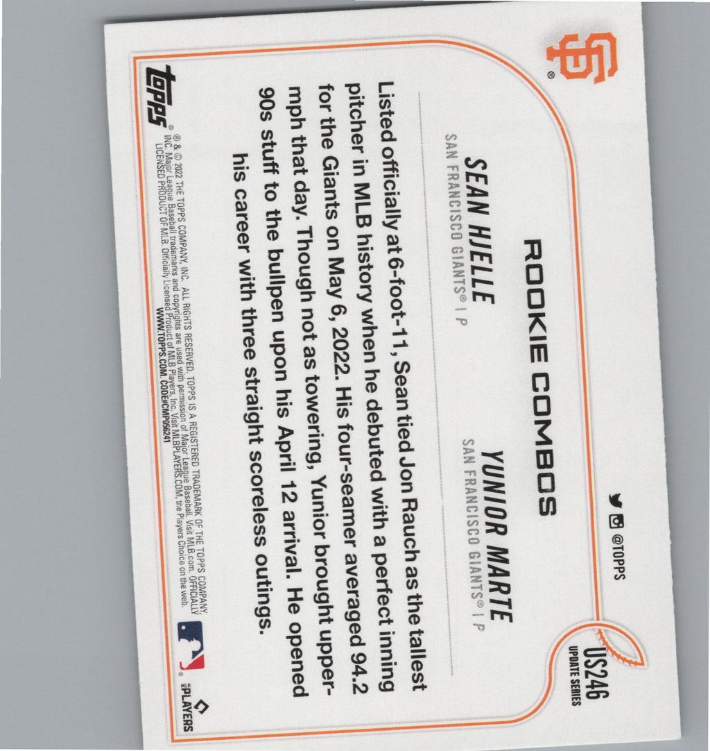 2022 Topps Update #US246 Sean Hjelle / Yunior Marte RCOM,