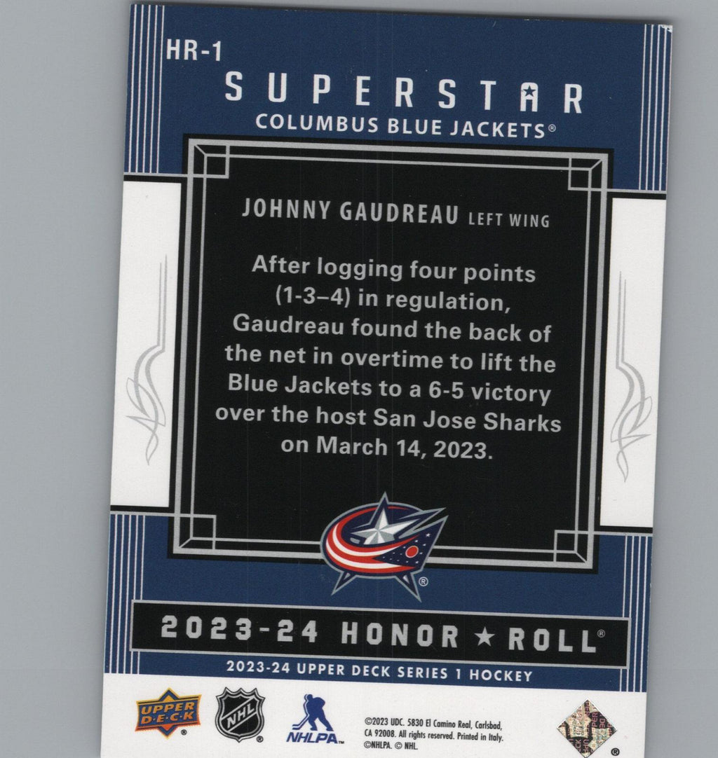 2023-24 Upper Deck #HR-1 Johnny Gaudreau Honor Roll