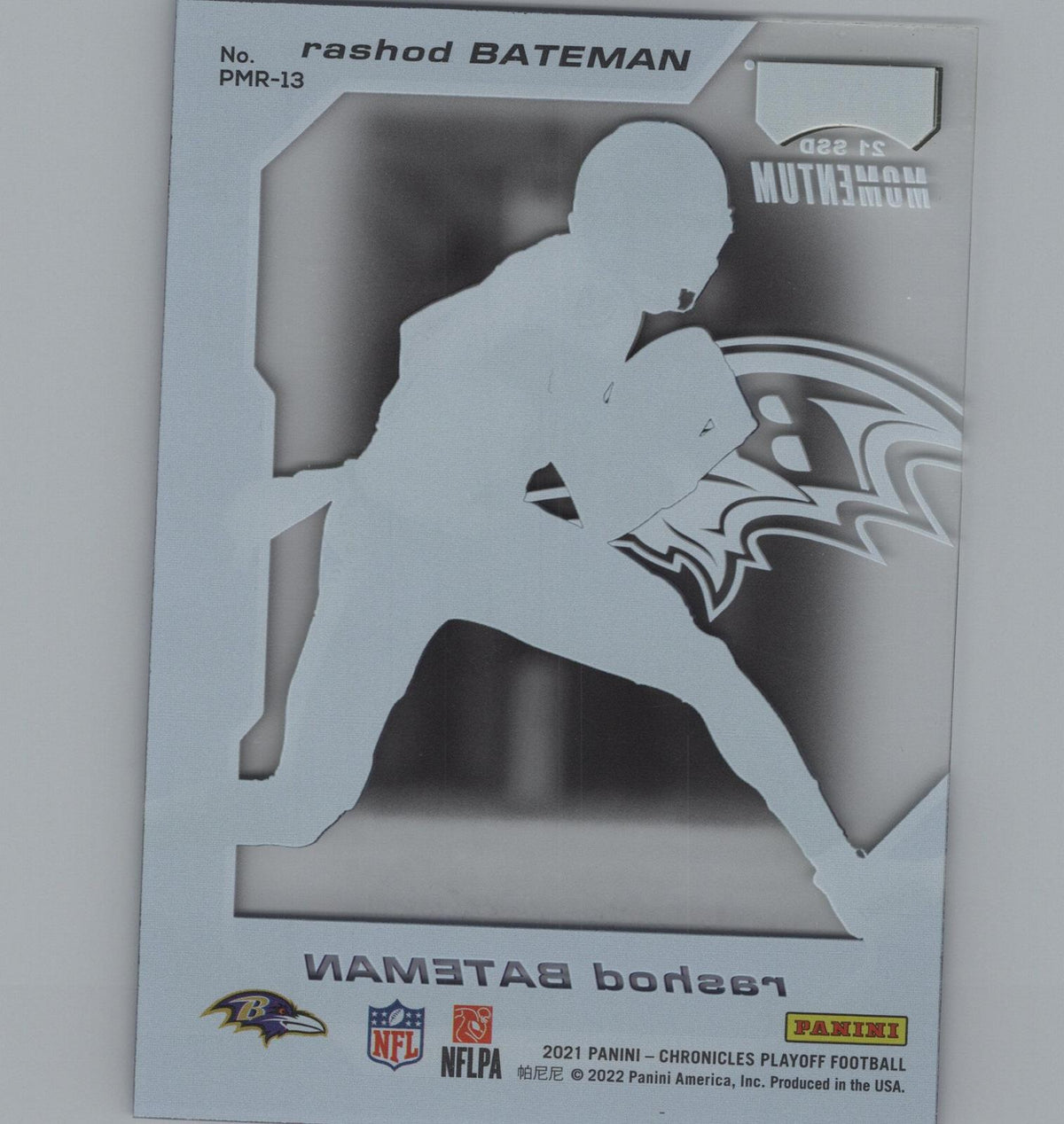 2021 Panini Chronicles #PMR-13 Rashod Bateman Playoff Momentum Rookies Blue #/99