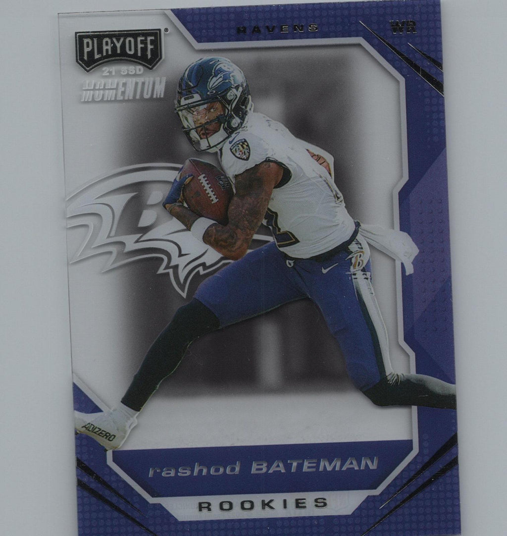2021 Panini Chronicles #PMR-13 Rashod Bateman Playoff Momentum Rookies Blue #/99