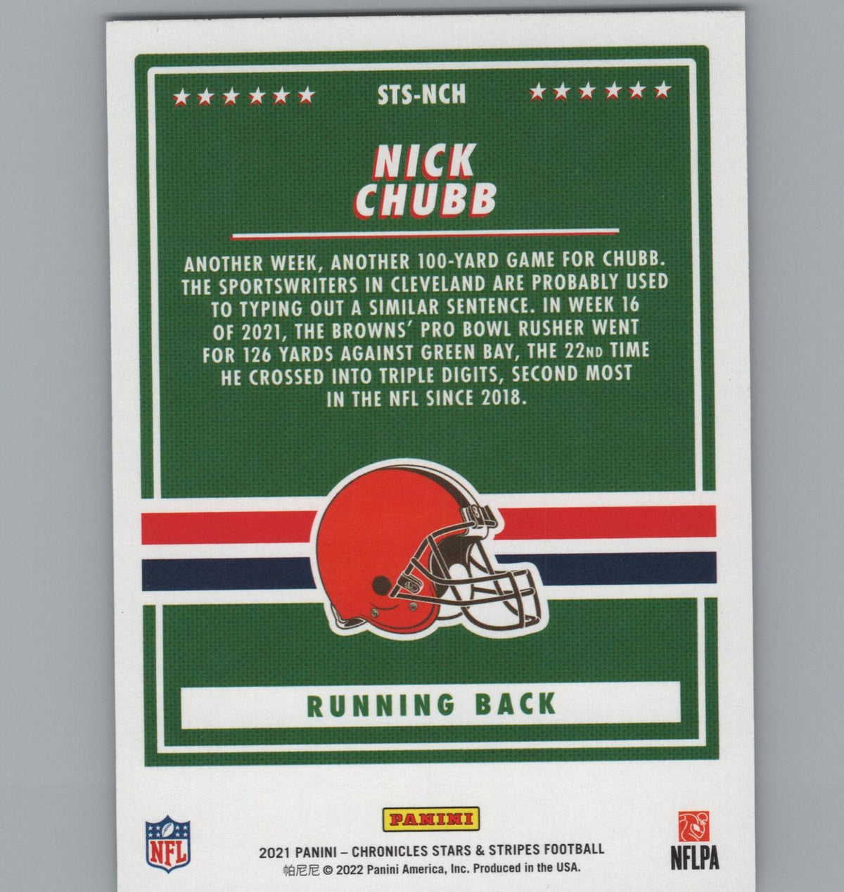 2021 Panini Chronicles #STS-NCH Nick Chubb Stars and Stripes