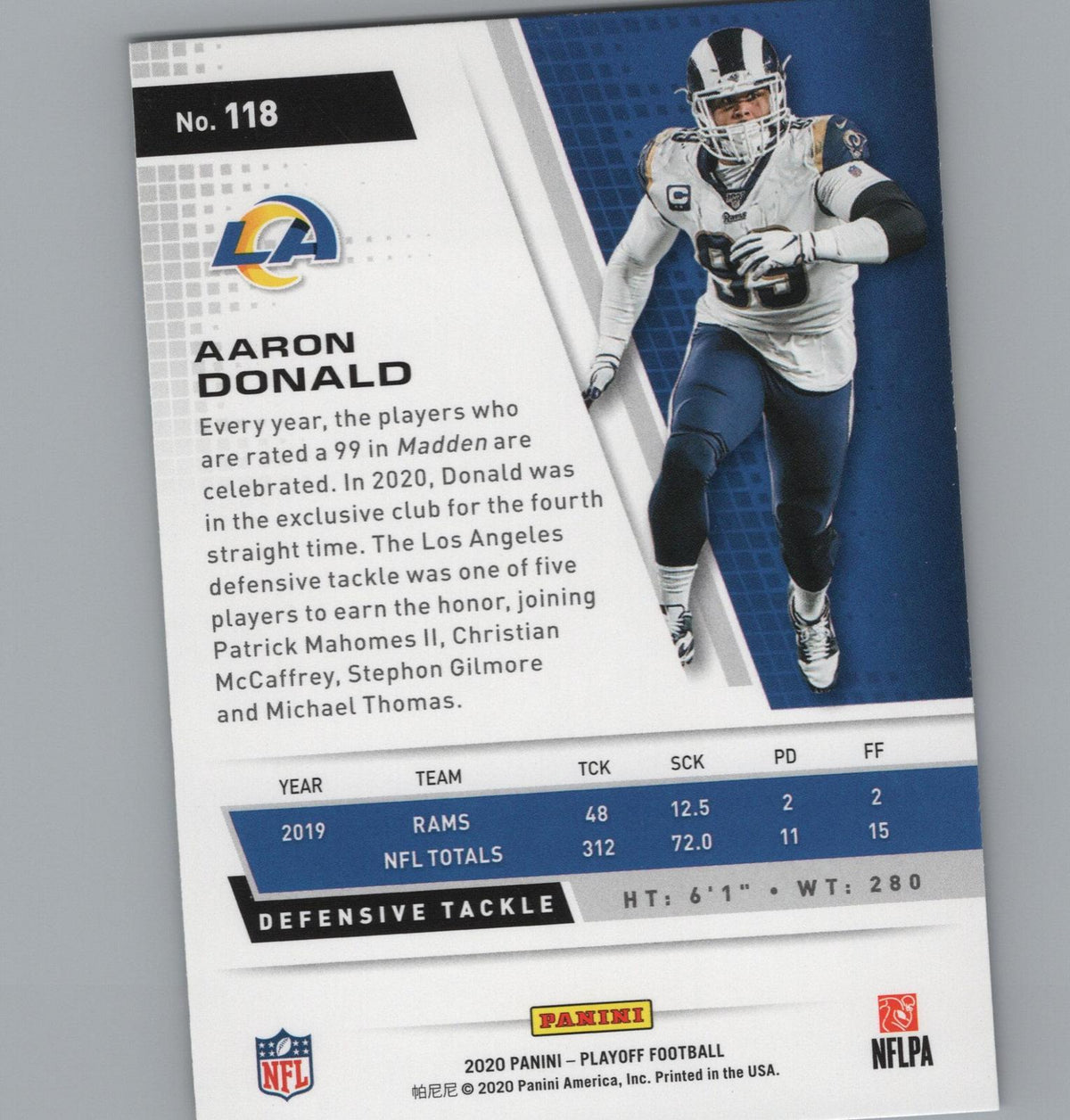 2020 Panini Playoff #118 Aaron Donald Red Zone
