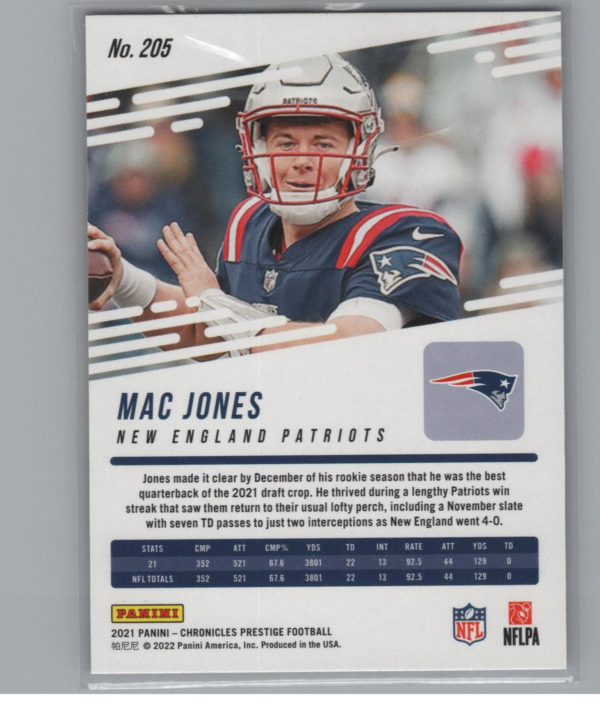 2021 Panini Chronicles #205 Mac Jones Prestige Rookies Update