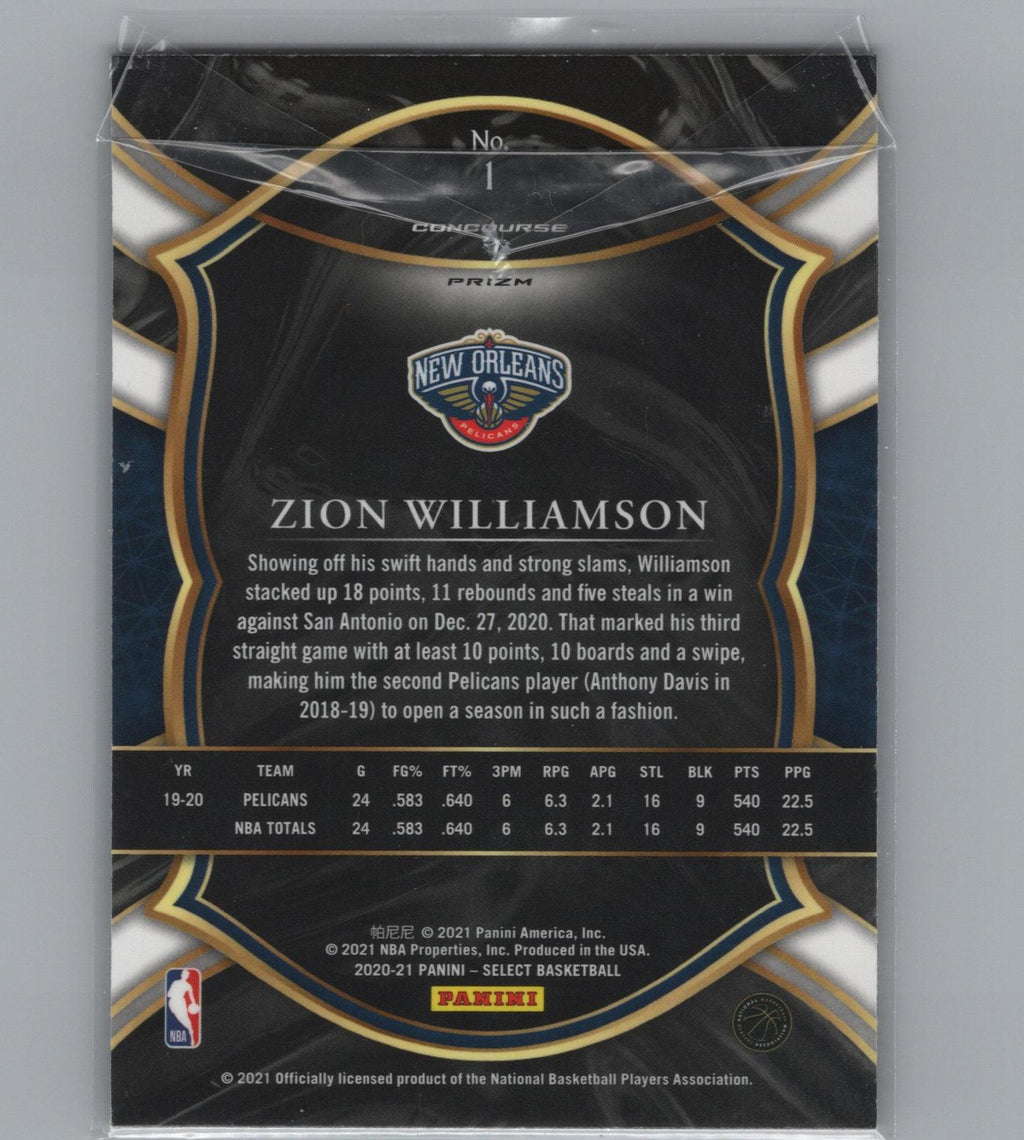 2020-21 Panini Select #1 Zion Williamson Red Wave Prizm