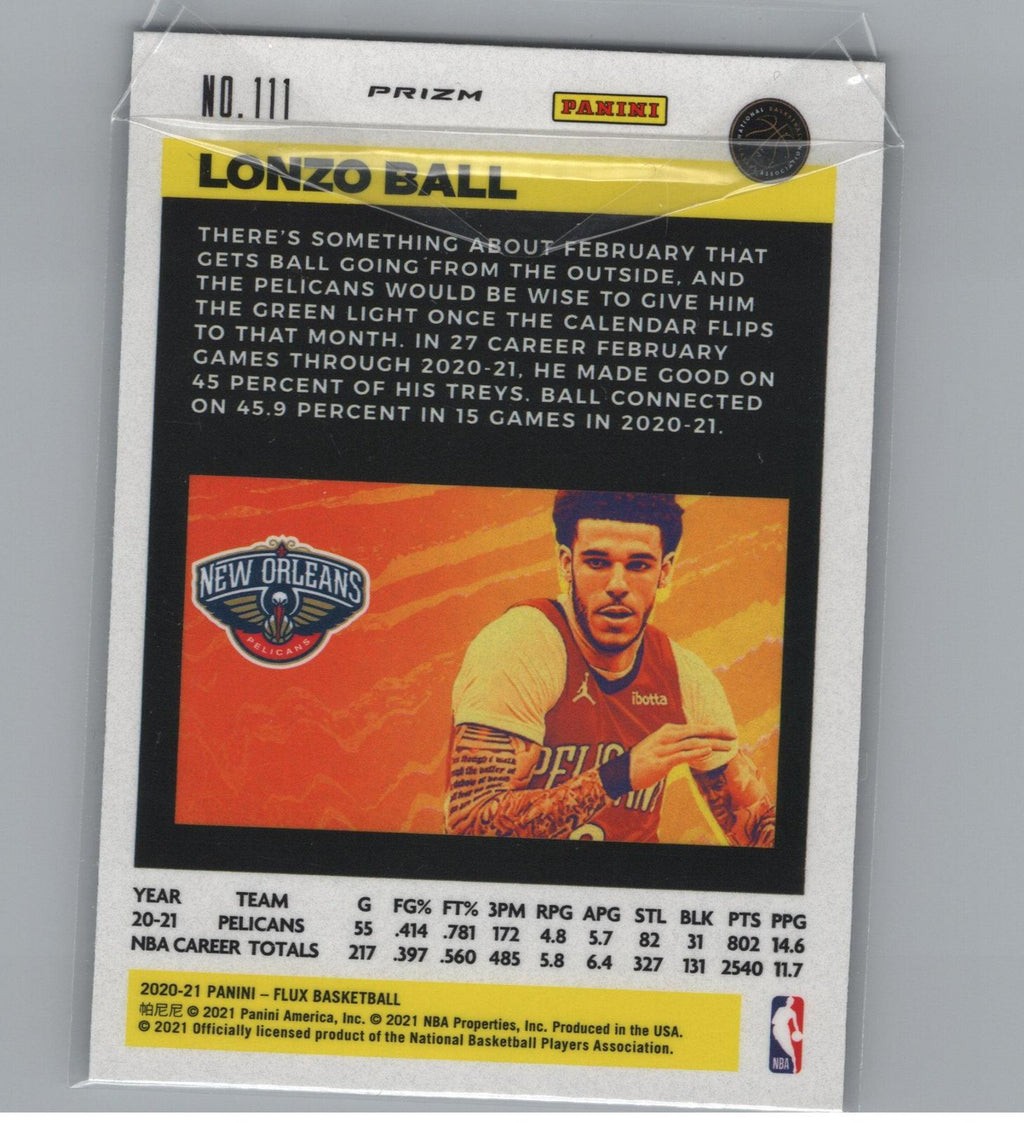 2020-21 Panini Flux #111 Lonzo Ball Fanatics Cracked Ice