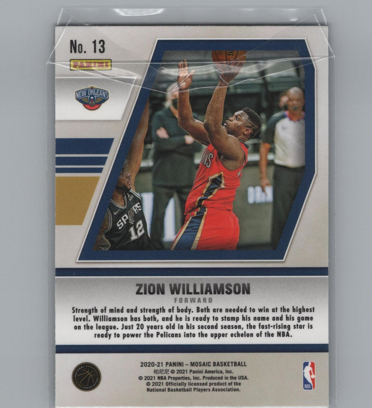 2020-21 Panini Mosaic #13 Zion Williamson Will to Win