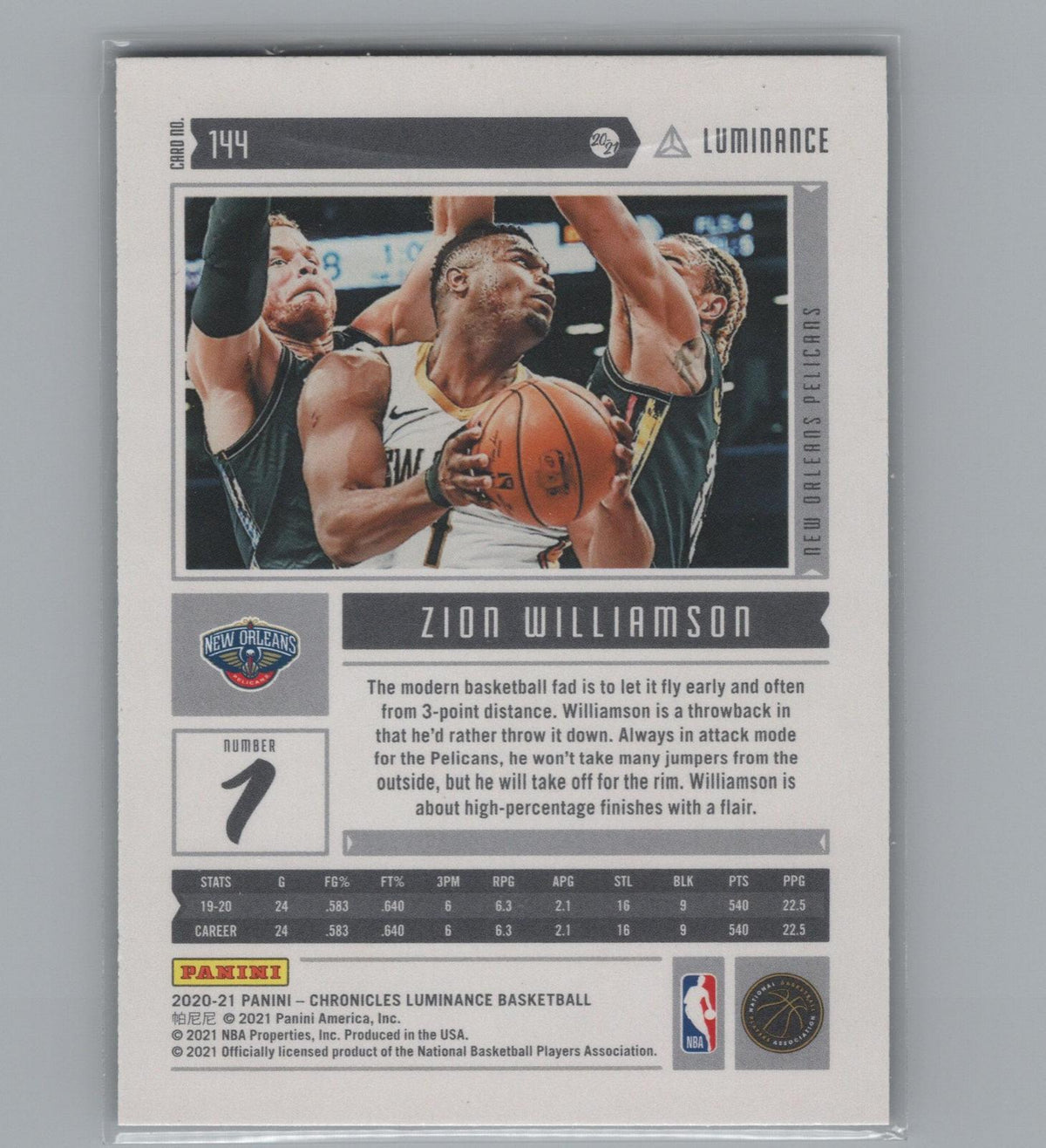 2020-21 Panini Chronicles #144 Zion Williamson Pink