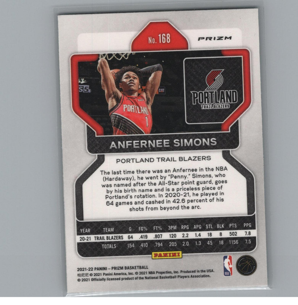 2021-22 Panini Prizm #168 Anfernee Simons Green