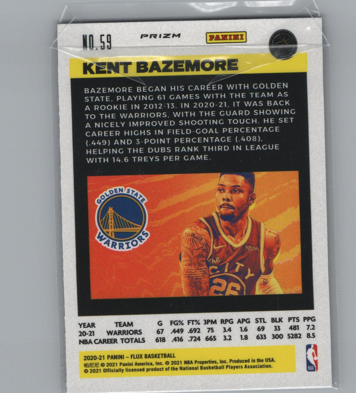 2020-21 Panini Flux #59 Kent Bazemore Laser