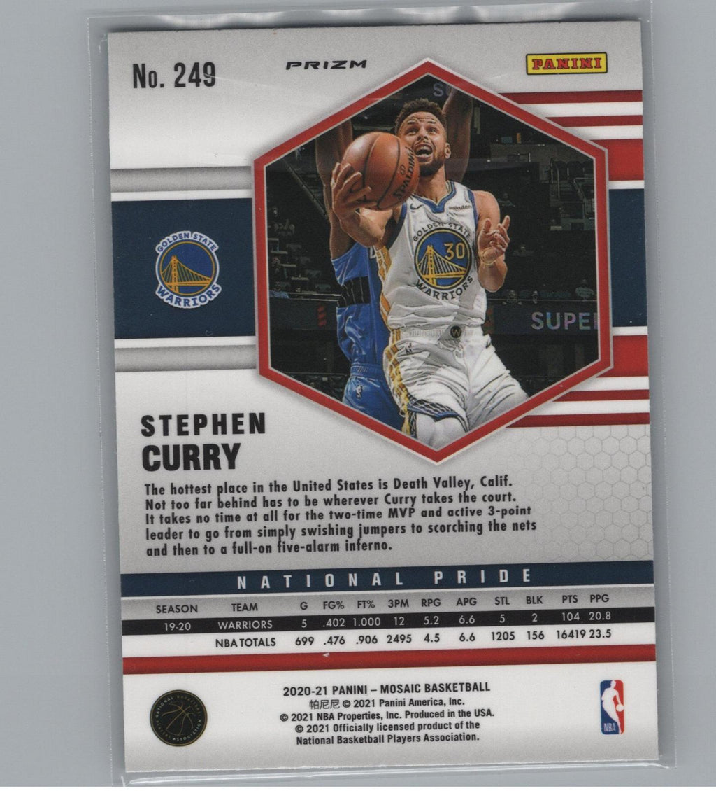 2020-21 Panini Mosaic #249 Stephen Curry Mosaic Reactive Blue