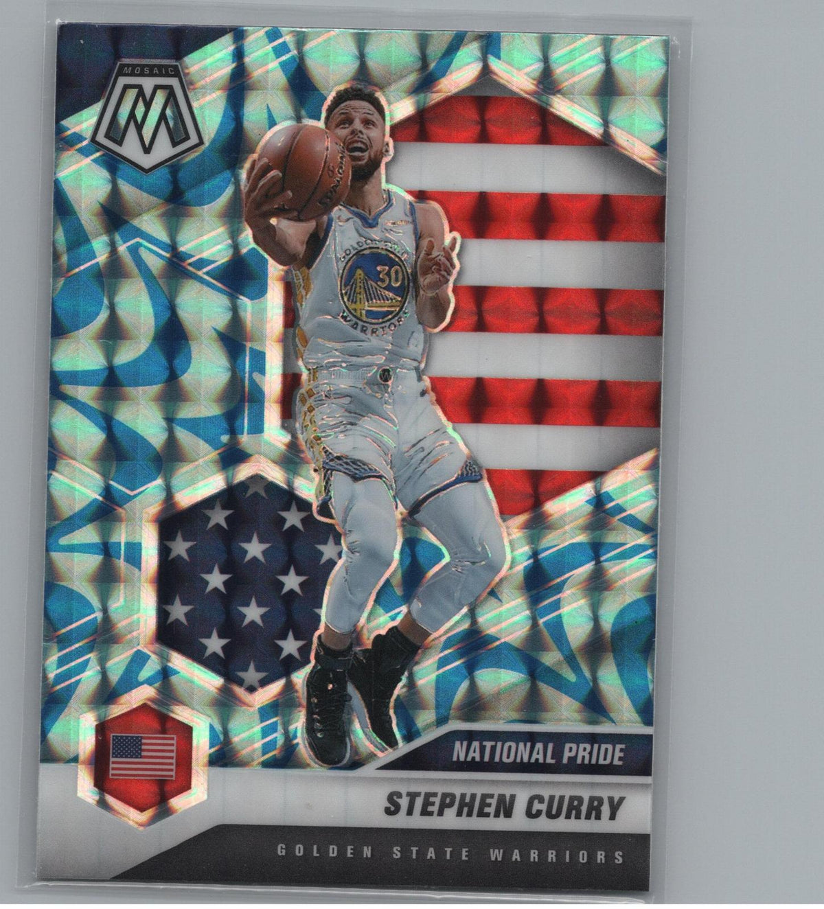 2020-21 Panini Mosaic #249 Stephen Curry Mosaic Reactive Blue