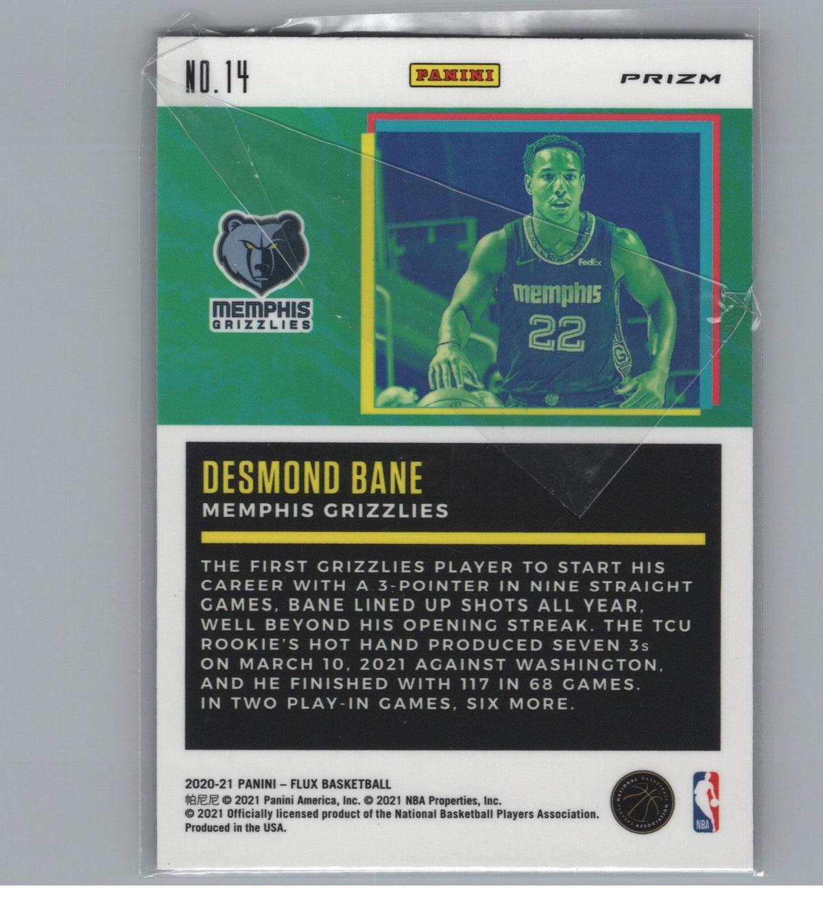 2020-21 Panini Flux #14 Desmond Bane Freshman Year Silver