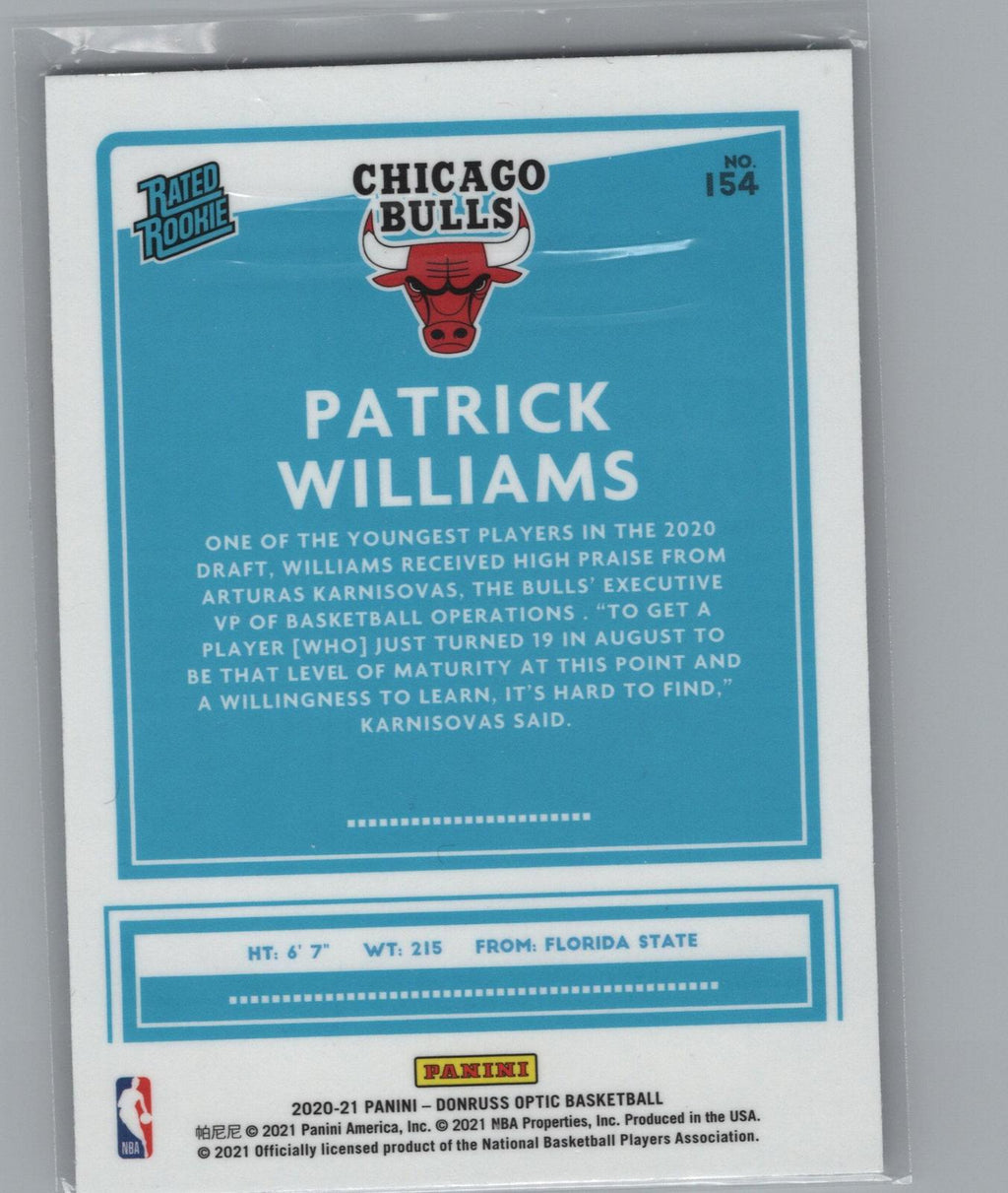 2020-21 Donruss Optic #154 Patrick Williams