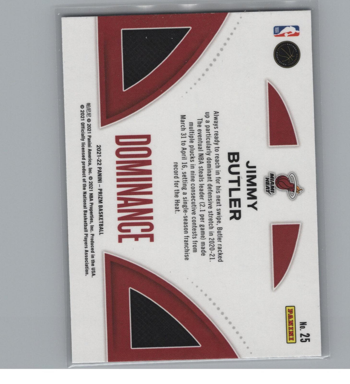 2021-22 Panini Prizm #25 Jimmy Butler Dominance