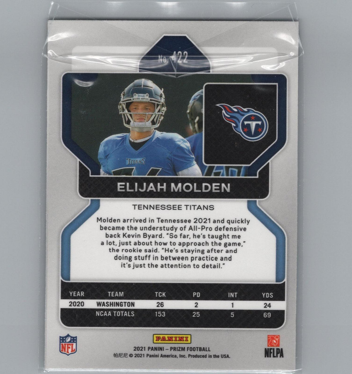 2021 Panini Prizm #422 Elijah Molden