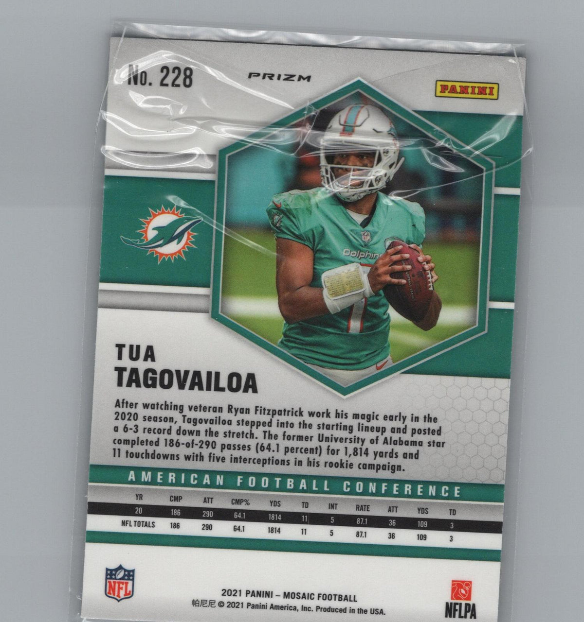 2021 Panini Mosaic #228 Tua Tagovailoa Prizm Genesis