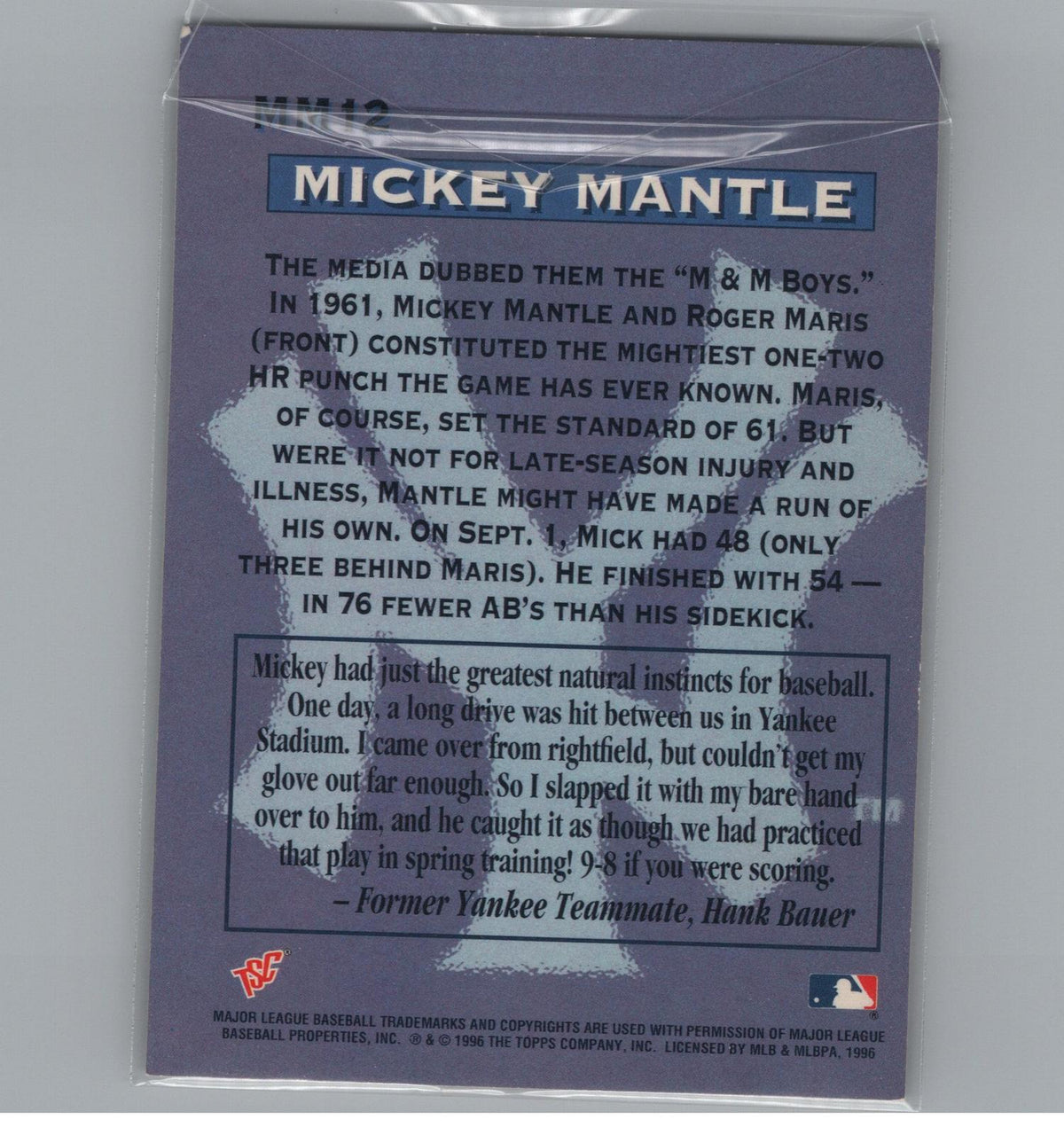 1996 Stadium Club #MM12 Mickey Mantle Mickey Mantle