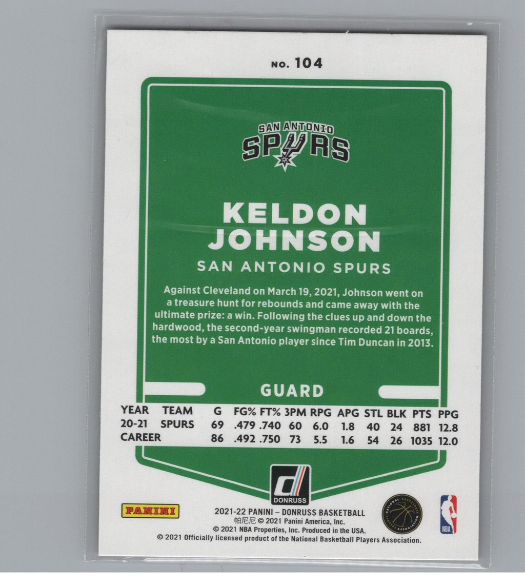 2021-22 Donruss #104 Keldon Johnson red laser