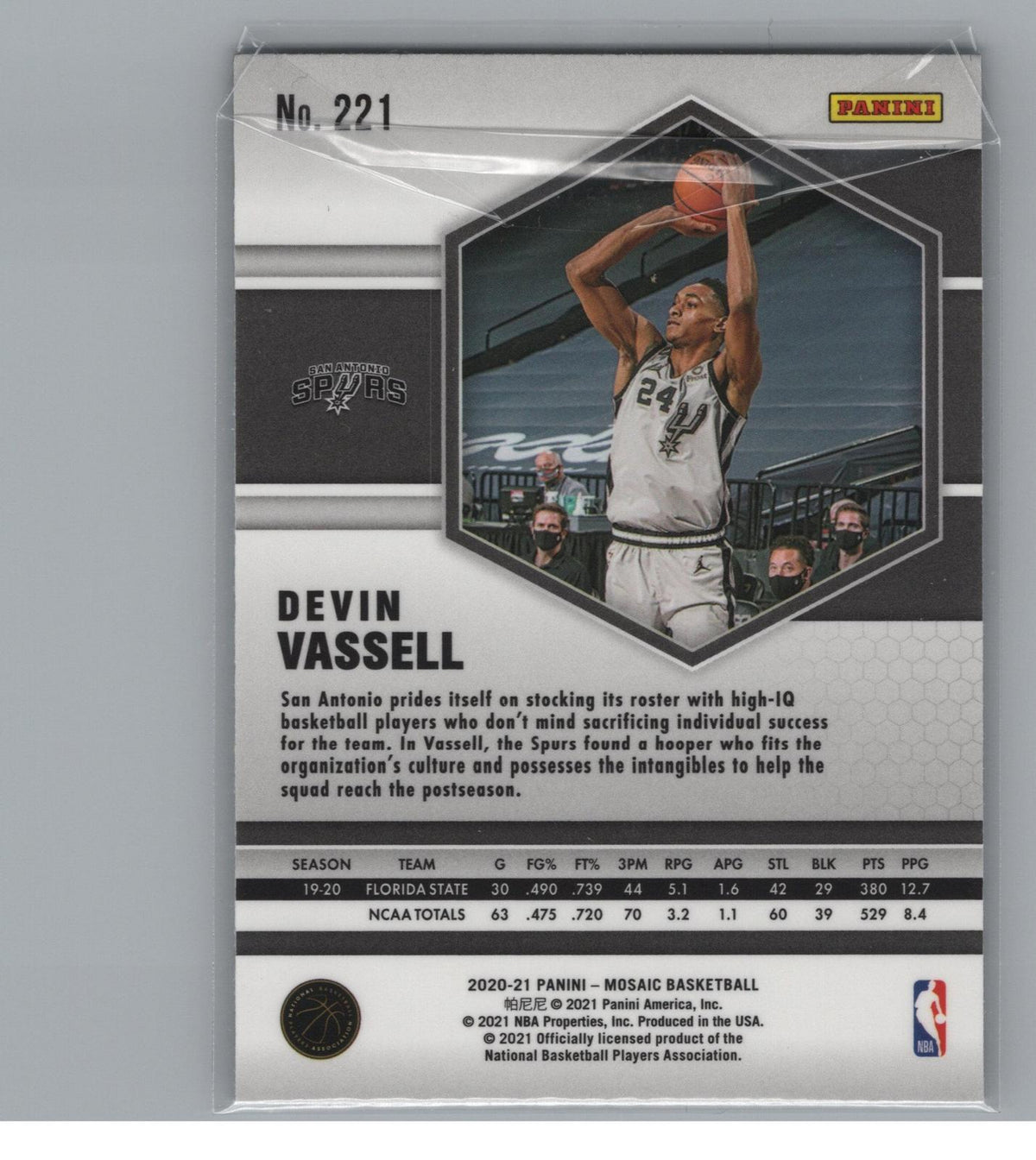 2020-21 Panini Mosaic #221 Devin Vassell Silver