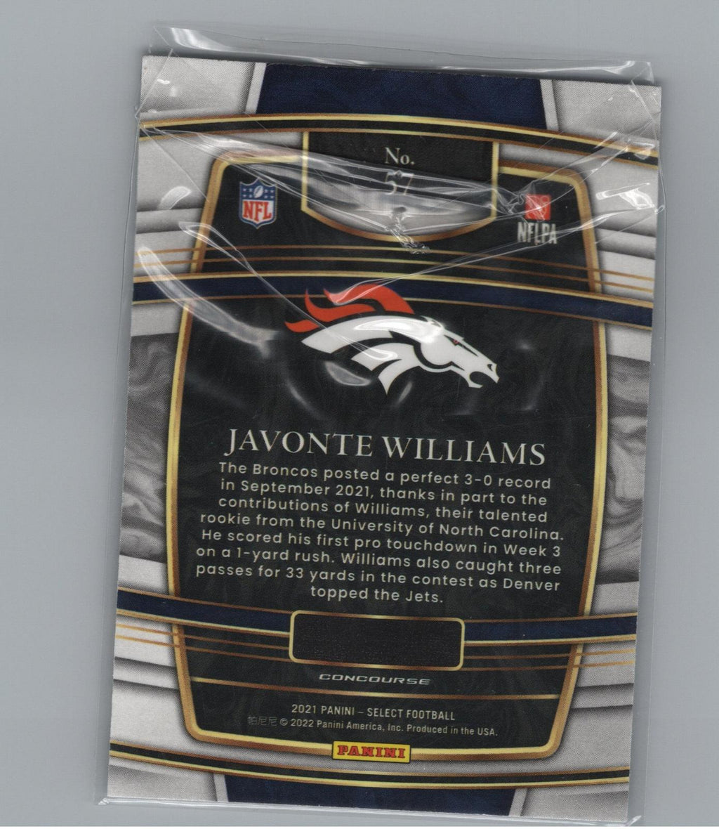 2021 Panini Select #57 Javonte Williams Silver Prizm