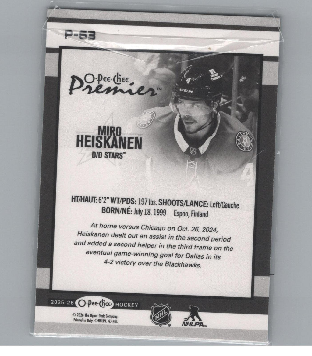 2025-26 O-Pee-Chee #P-63 Miro Heiskanen O-Pee-Chee Premier