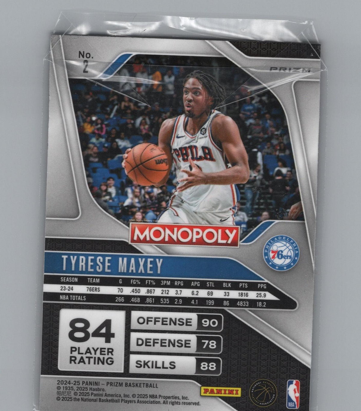 2024-25 Panini Prizm Monopoly #2 Tyrese Maxey Red Prizm
