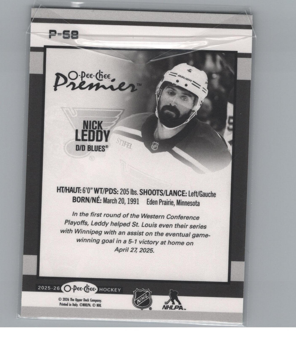 2025-26 O-Pee-Chee #P-68 Nick Leddy O-Pee-Chee Premier