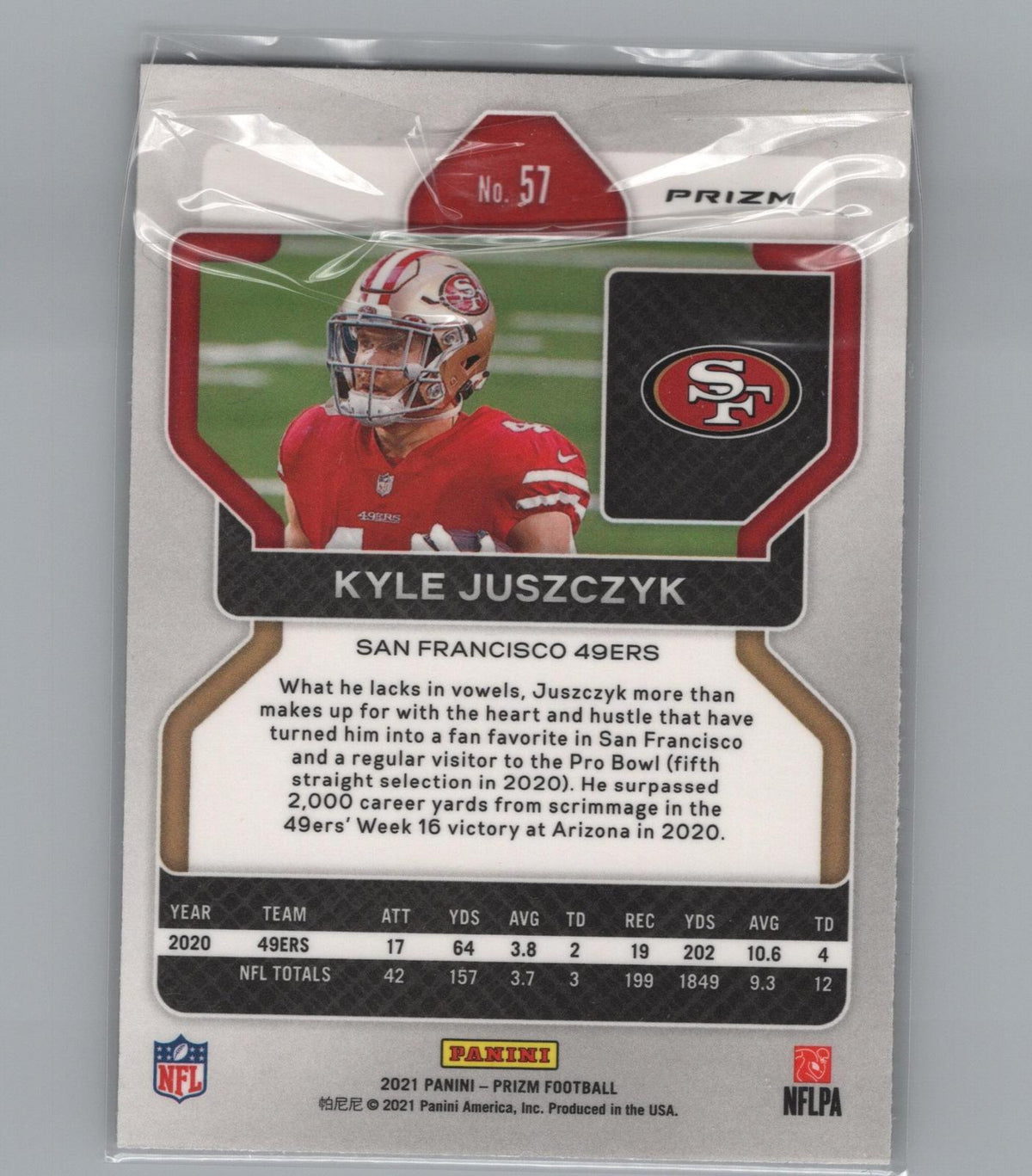 2021 Panini Prizm #57 Kyle Juszczyk Red Ice