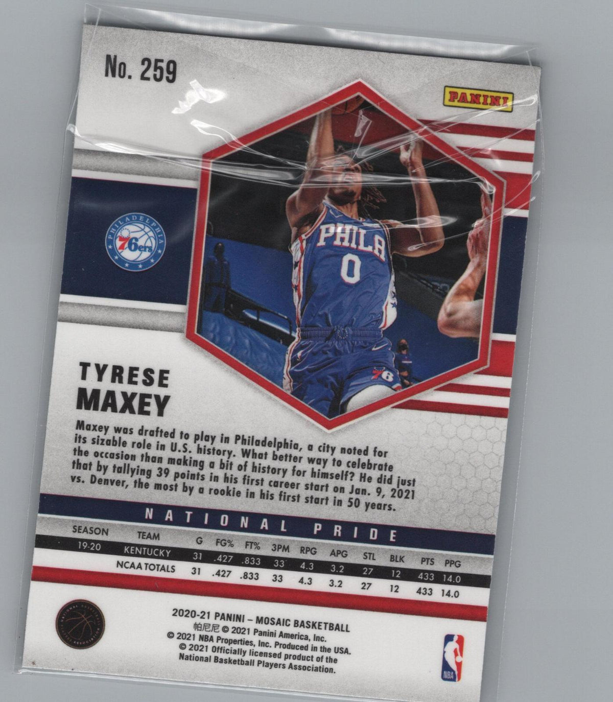 2020-21 Panini Mosaic #259 Tyrese Maxey