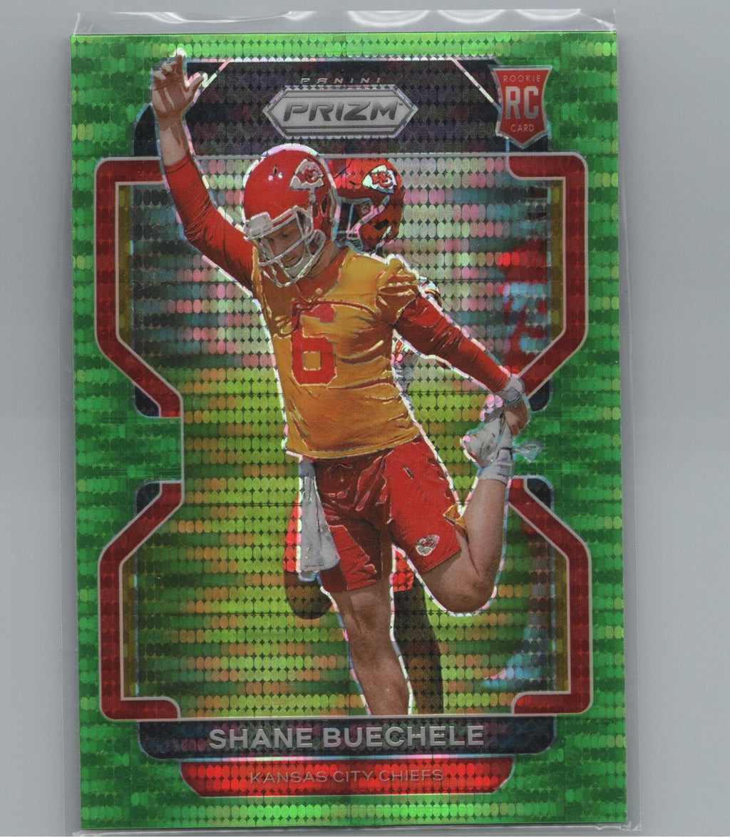 2021 Panini Prizm #396 Shane Buechele Neon Green Pulsar