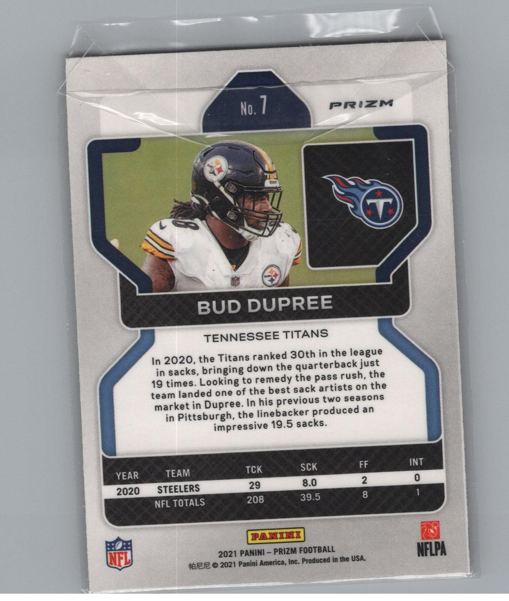 2021 Panini Prizm #7 Bud Dupree Lazer