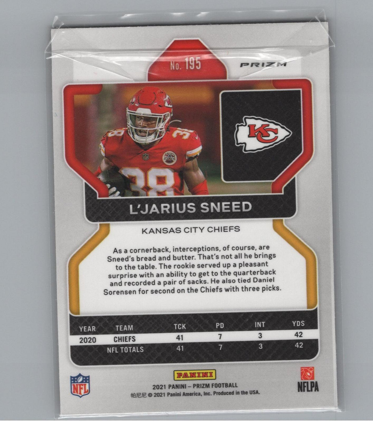 2021 Panini Prizm #195 L'Jarius Sneed Lazer