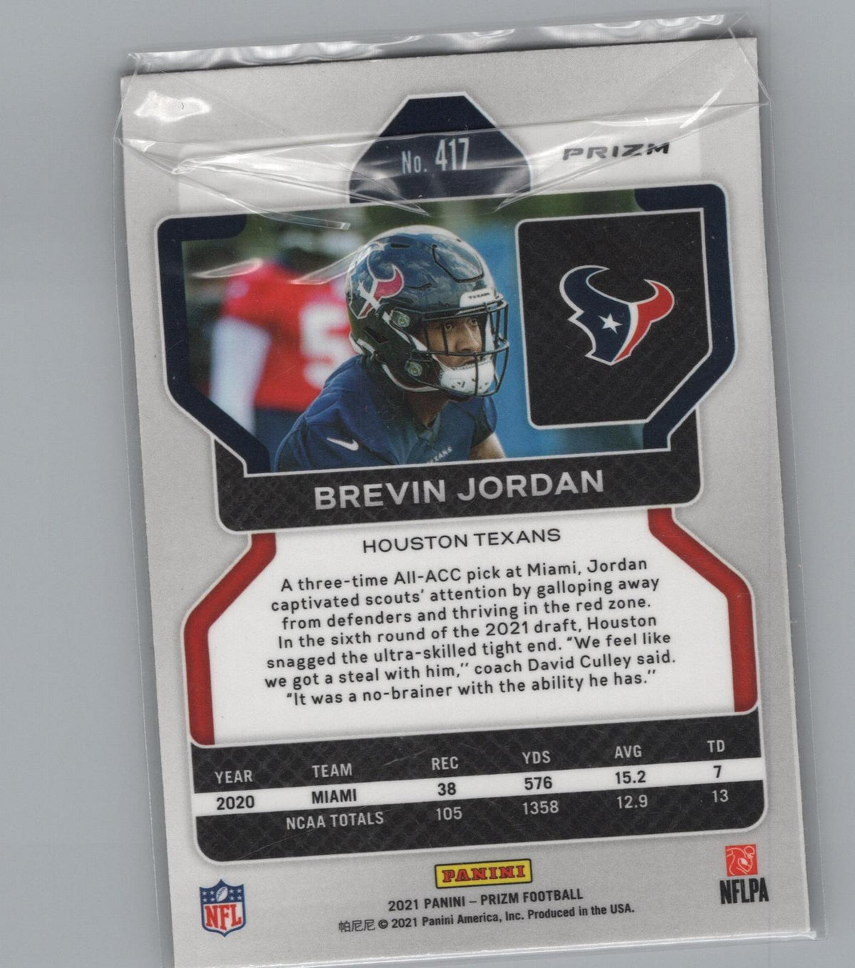 2021 Panini Prizm #417 Brevin Jordan Lazer