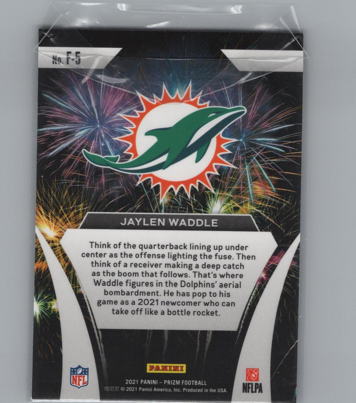 2021 Panini Prizm #F-5 Jaylen Waddle Fireworks