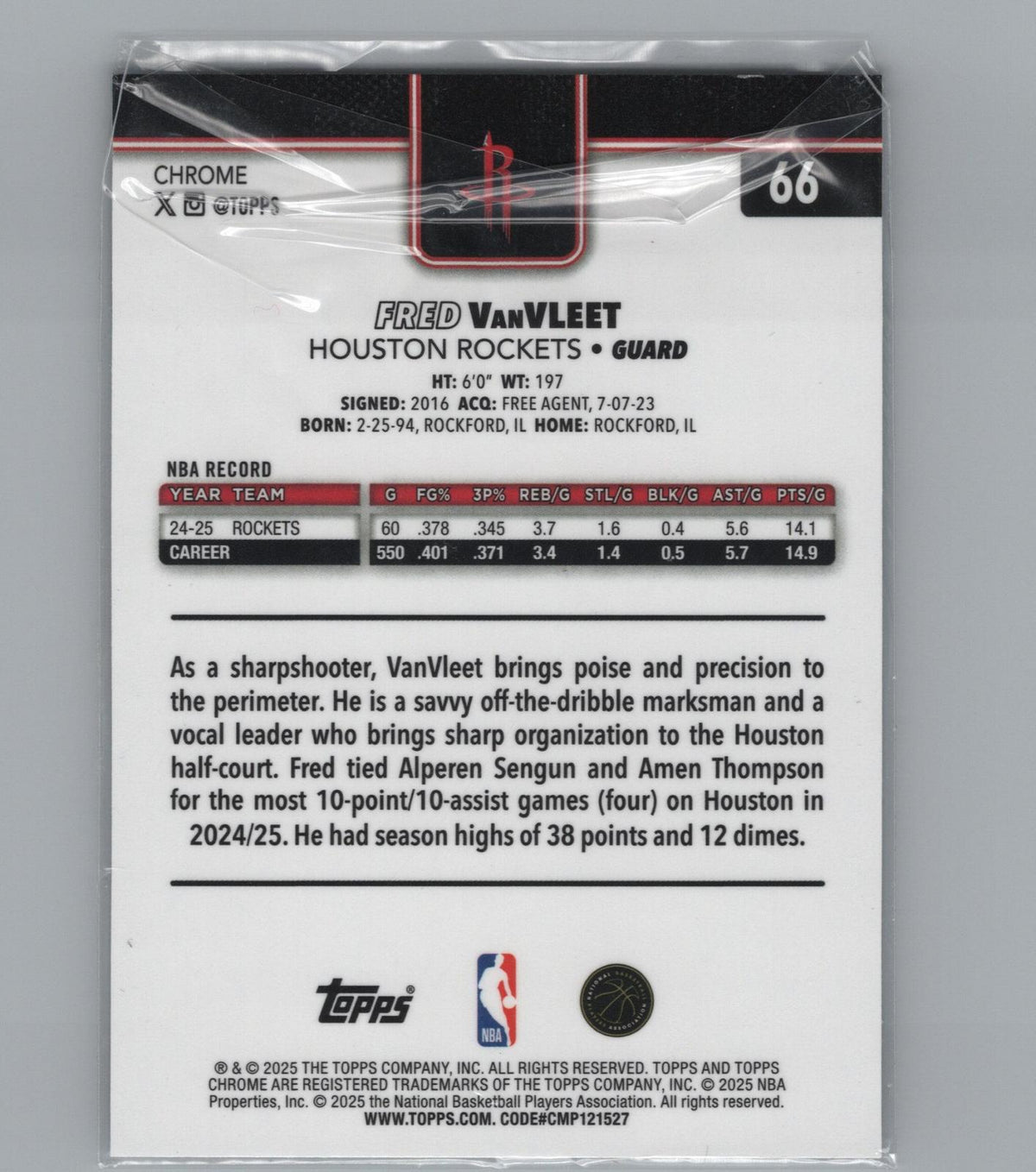2025-26 Topps Chrome #66 Fred VanVleet