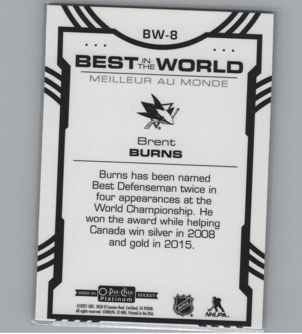 2020-21 O-Pee-Chee Platinum #BW-8 Brent Burns Best in the World