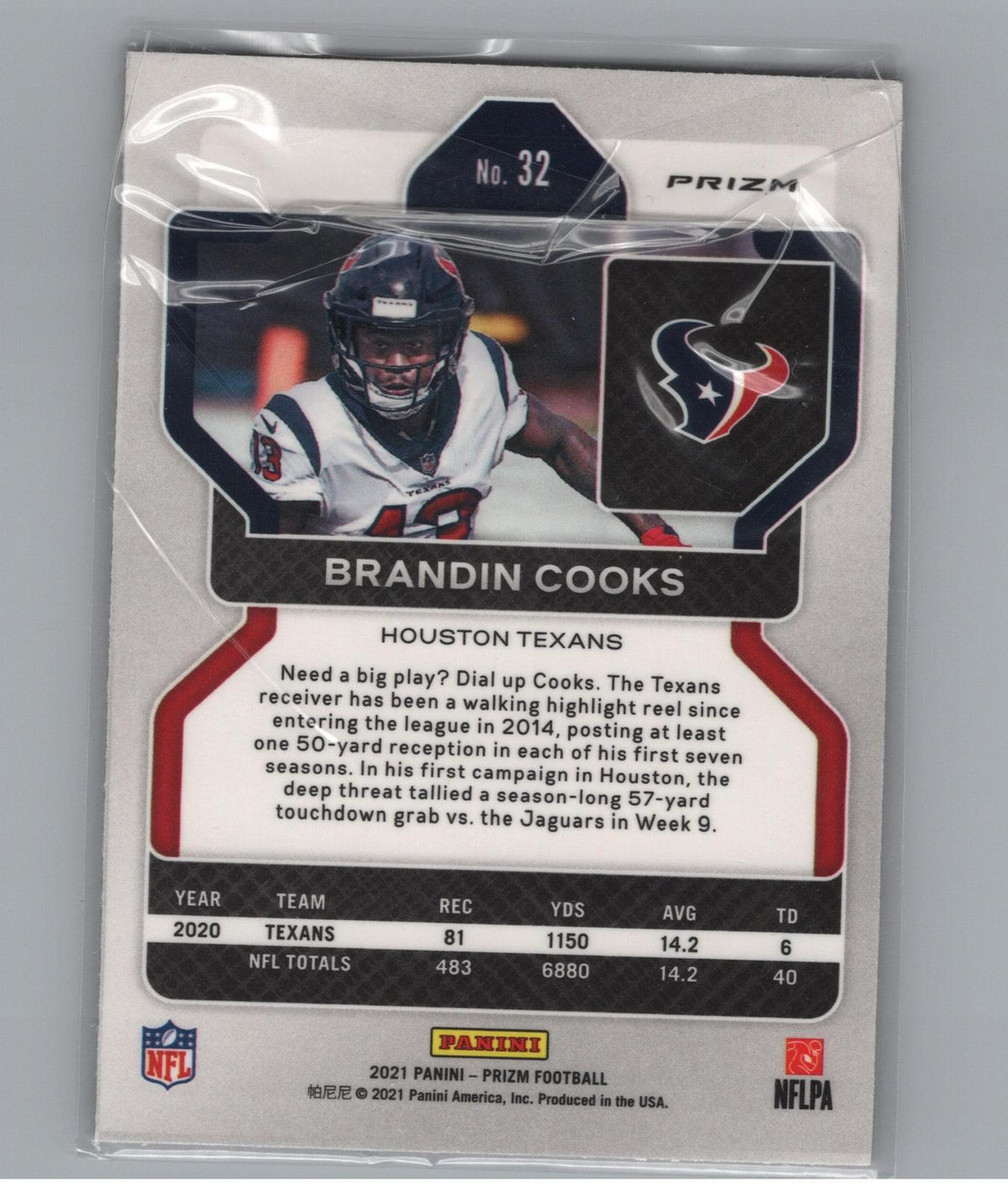 2021 Panini Prizm #32 Brandin Cooks Red Ice
