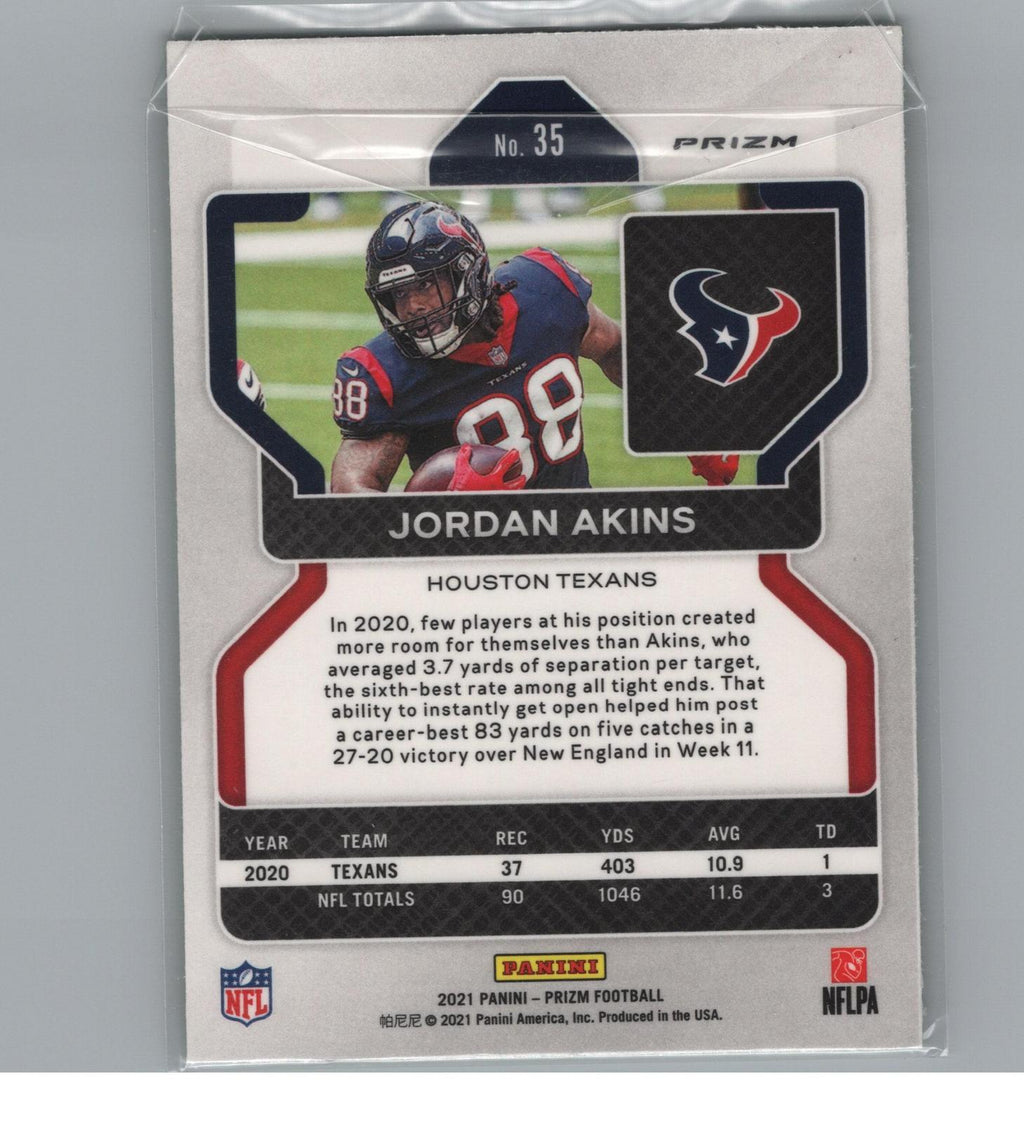 2021 Panini Prizm #35 Jordan Akins Neon Green Pulsar