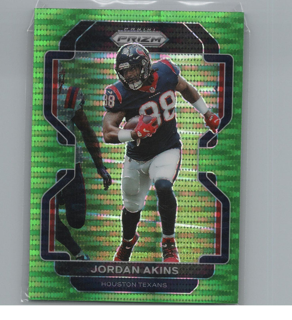 2021 Panini Prizm #35 Jordan Akins Neon Green Pulsar