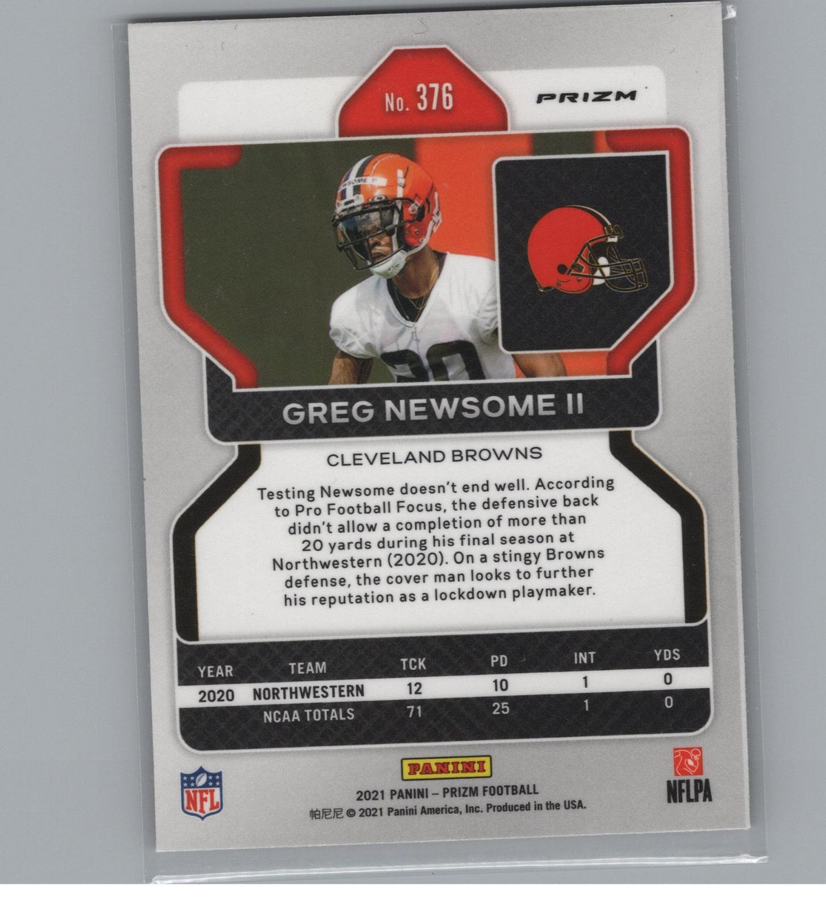 2021 Panini Prizm #376 Greg Newsome II Red Ice