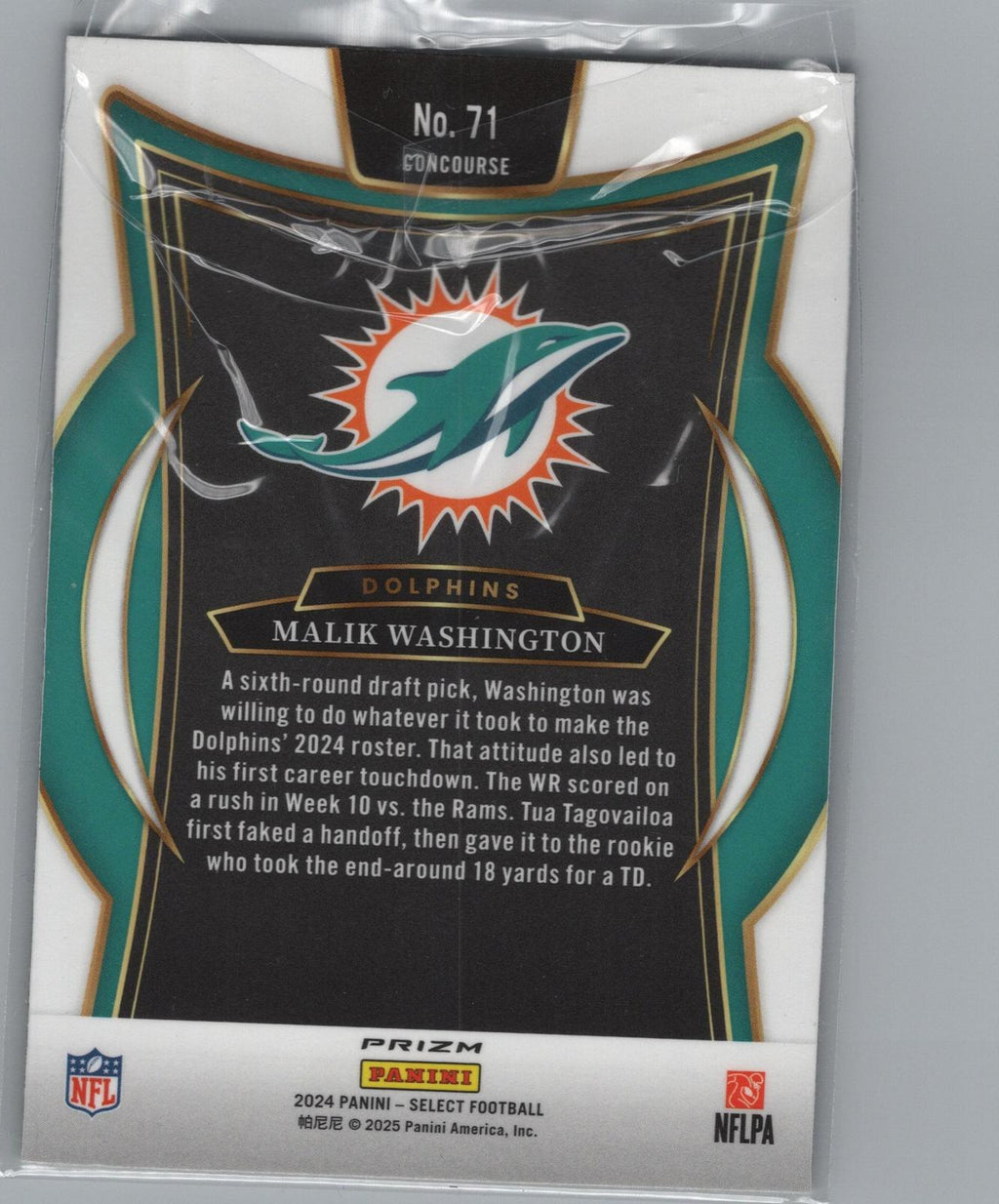 2024 Panini Select #71 Malik Washington Green & Yellow Prizm Shock