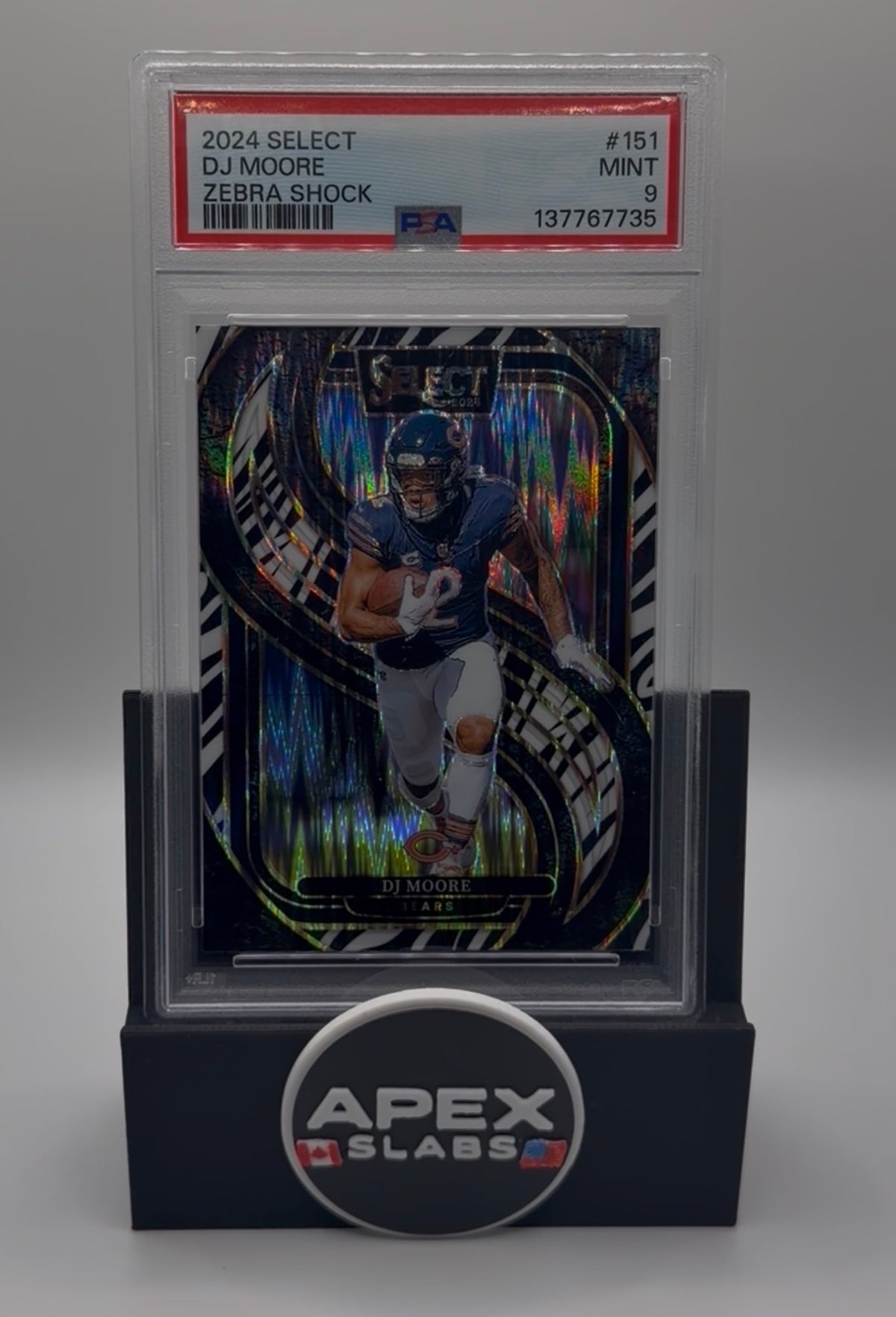 2024 Panini Select Dj Moore Zebra Shock PSA 9