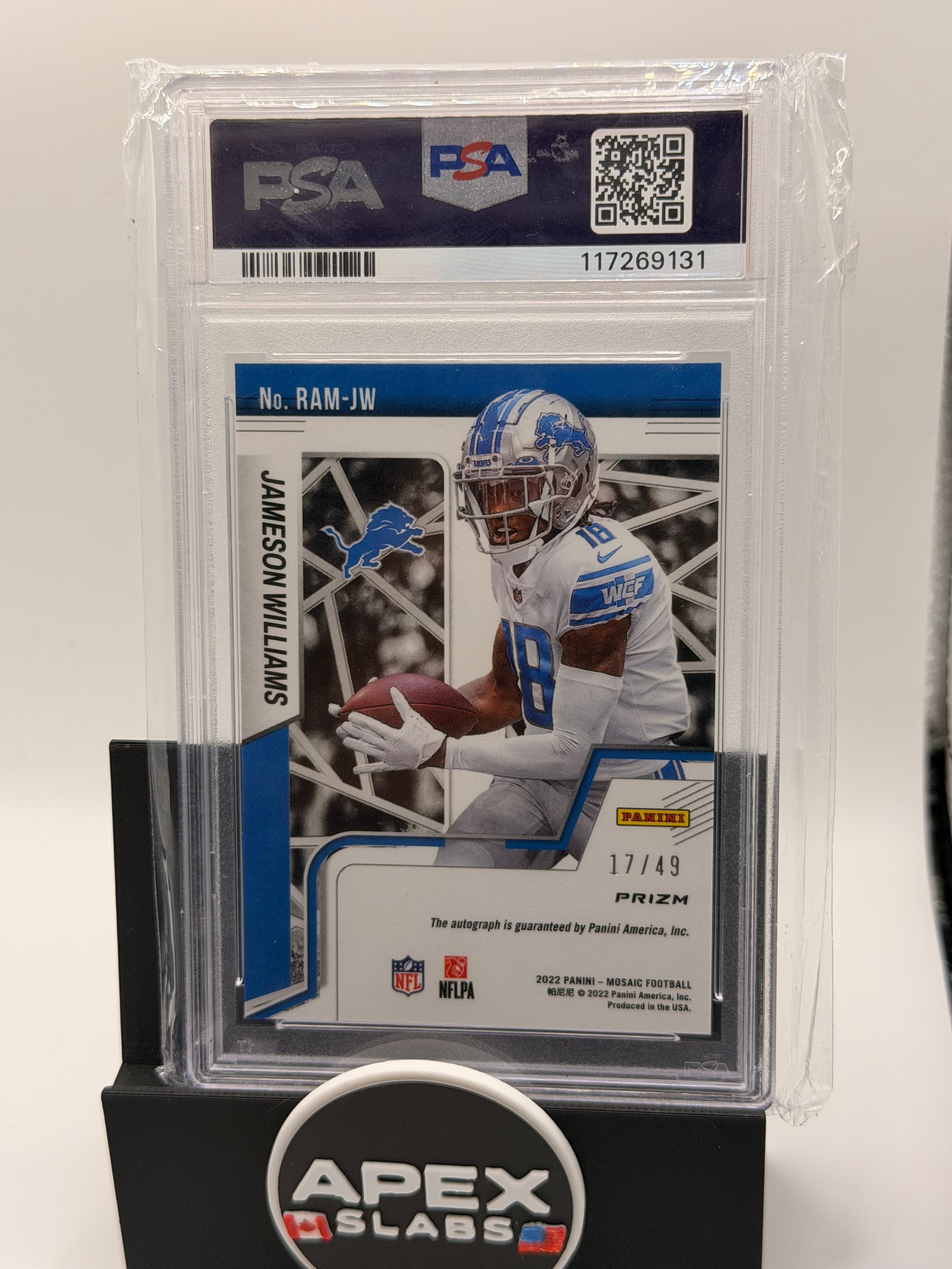 2022 Panini Mosaic Rookie Autograph Mosaic Jameson Williams /49