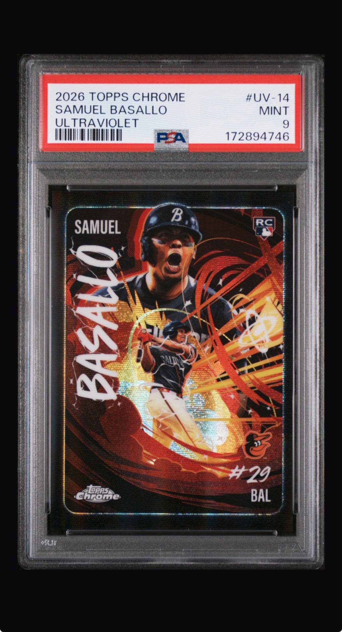 2026 Topps Chrome Ultraviolet Samuel Basallo PSA 9