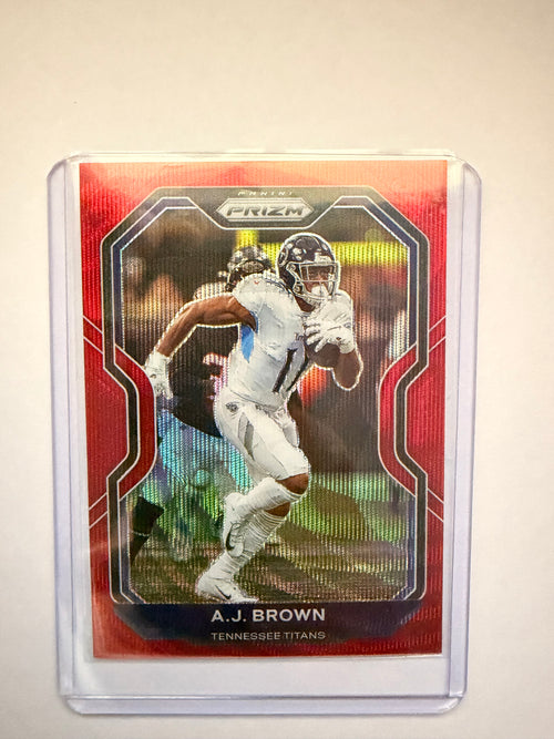 2020 Panini Prizm A.J. Brown Red Prizm – Tennessee Titans veteran parallel.