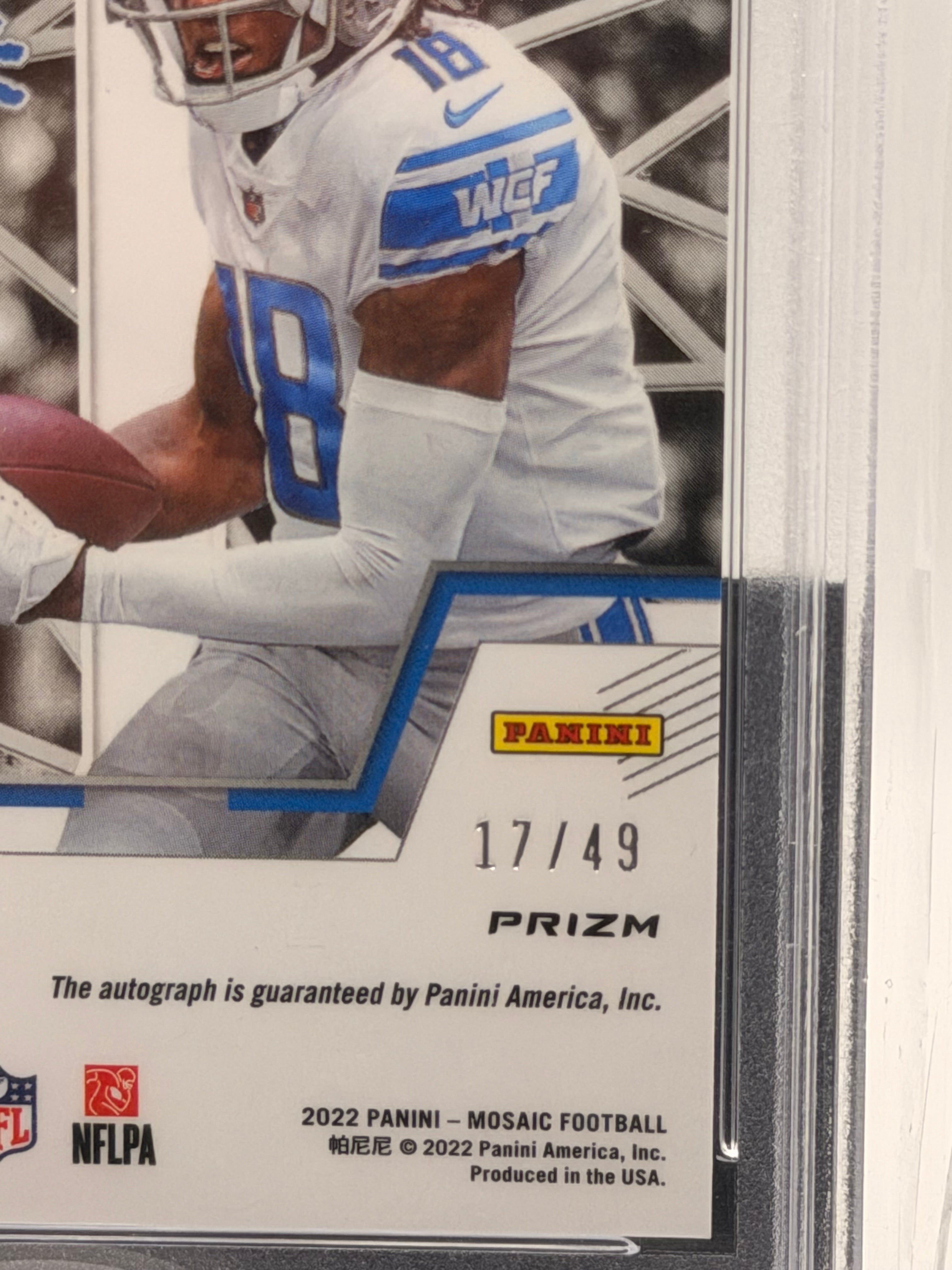 2022 Panini Mosaic Rookie Autograph Mosaic Jameson Williams /49